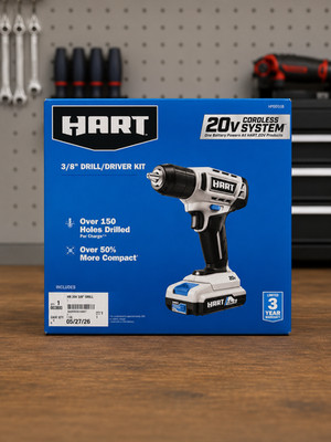 Hart HPDD50B 20V 3/8'' Cordless Drill Kit - Black/White/Blue