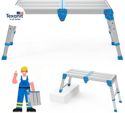 Work Platform 500 Lbs, Folding Step Stool with One-Touch Automatic Fold, 4 Heigh