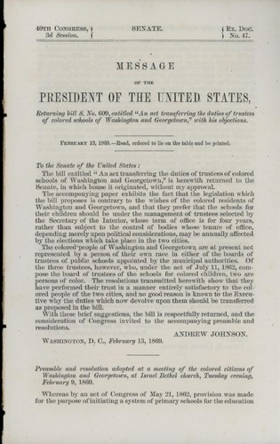 1869 EDUCATING THE FREED SLAVES OF WASHINGTON, DC