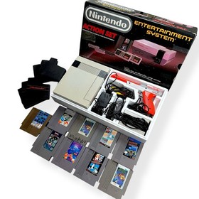 Lotto Bundle NES Nintendo ACTION SET scatola originale completa con 9 giochi senza manuali