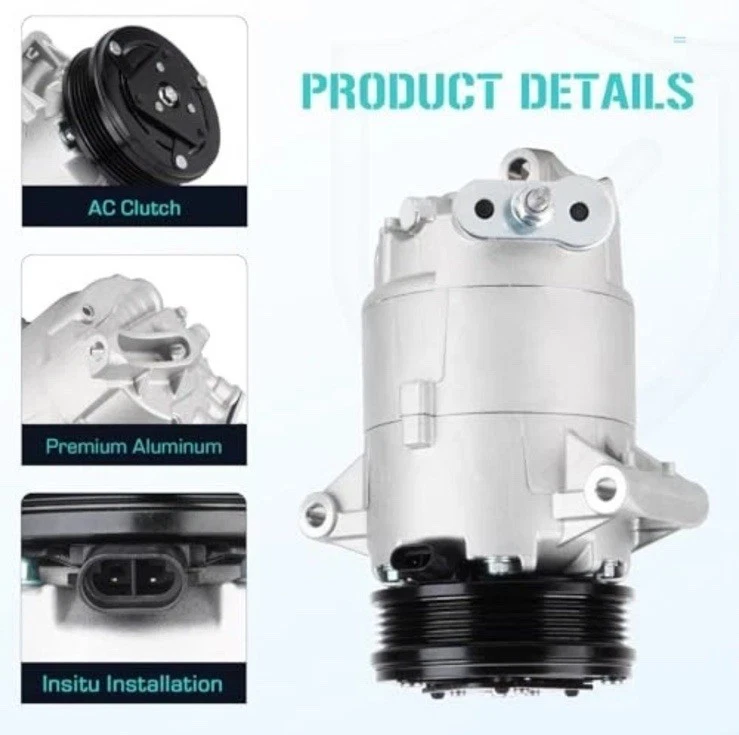 AC Compressor with Clutch for Chevrolet Cavalier 2.2L 2002-2005, Cobalt 2006  Foto 2 de 4