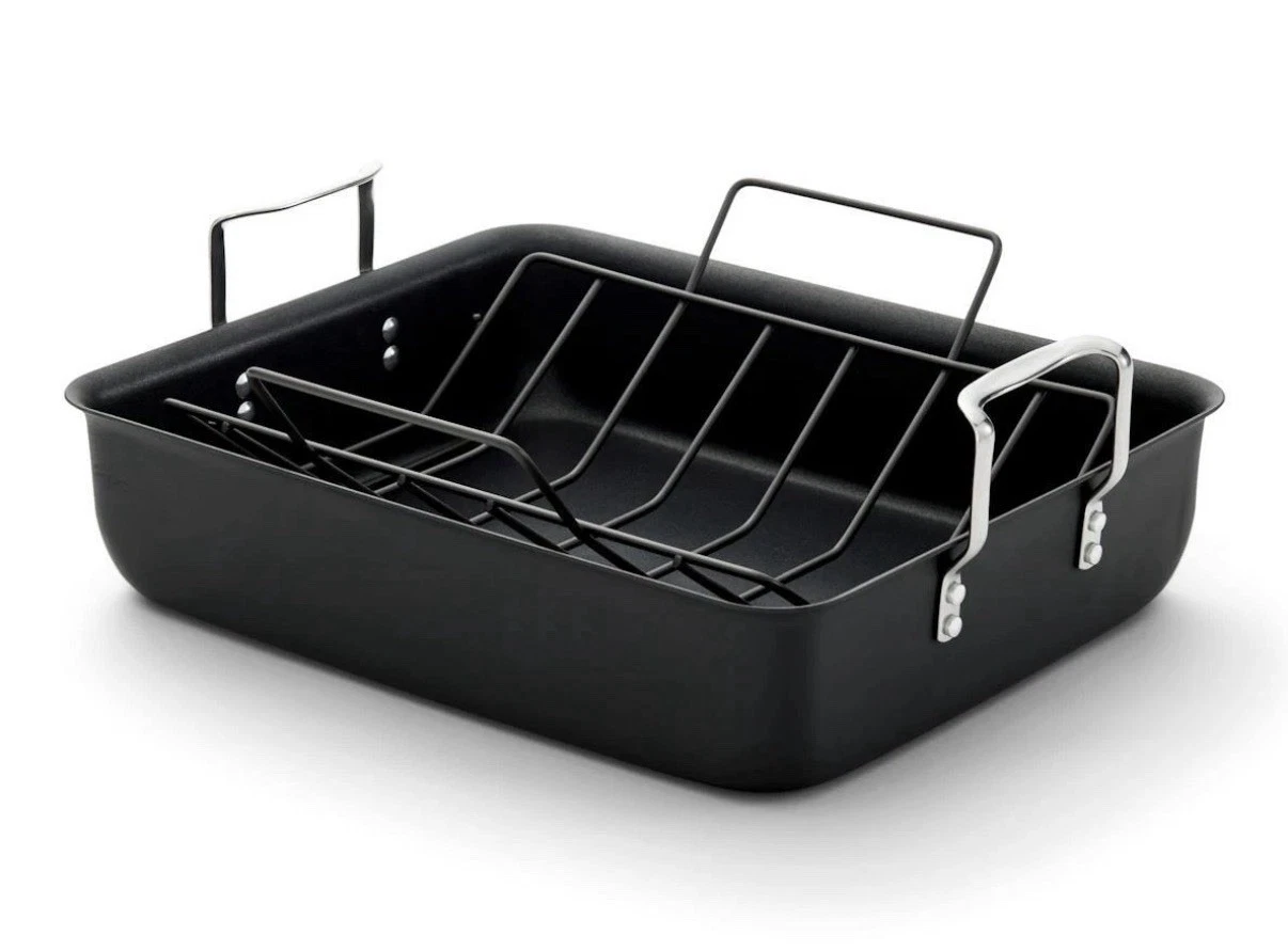 Calphalon Hard Anodized Roasting Roaster Baking Pan Rack Included 16”x13”