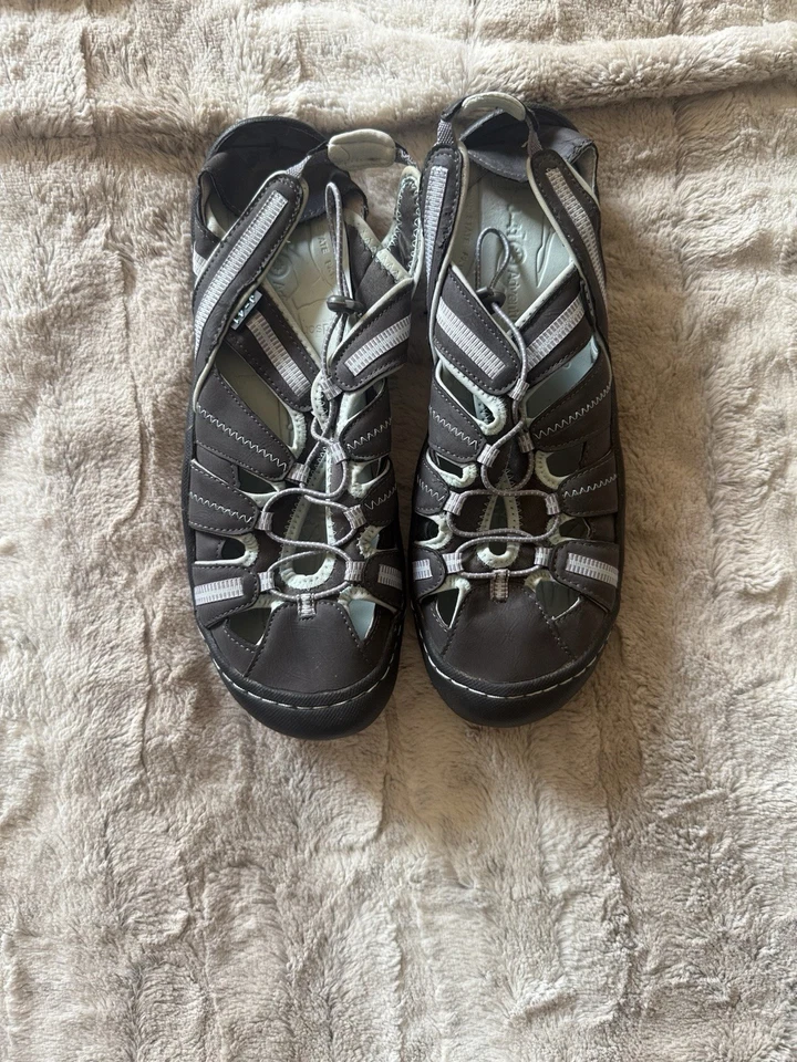 Zapatos de senderismo Jeep Adventure J-41 para mujer 10M con cordón elástico gris tostado cuero vegano Foto 3 de 4