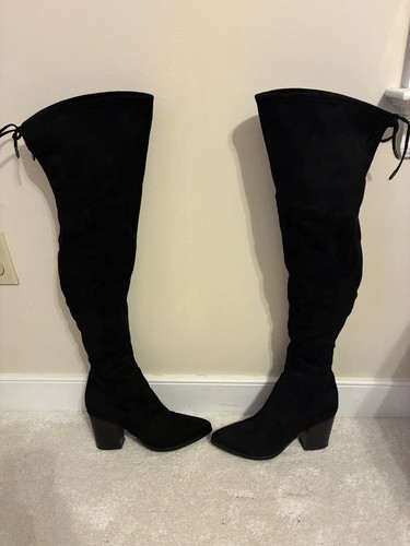 Marc Fisher Tan Suede Over-the-Knee Block Heel Boots
