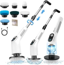 Electric rotary scrubber, rechargeable, with 7 interchangeable brush heads