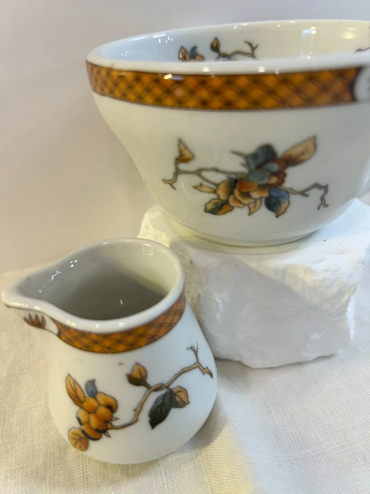 RARO Conjunto de Artigos de Restaurante Estilo Siracusa Faisão Oriental Laranja e Cinza - Imagem 2 de 4