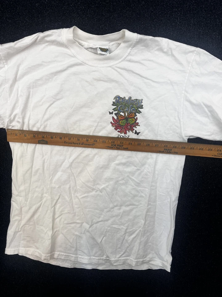 Camisa de café Rainforest vintage para hombre mediana Seattle 2002 camiseta gráfica mariposa años 00 Foto 4 de 4