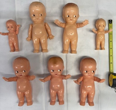 Vintage Irwin Kewpie Dolls Lot 7 Stamped Made in USA 4'' & 6'' Plastic Celluloid