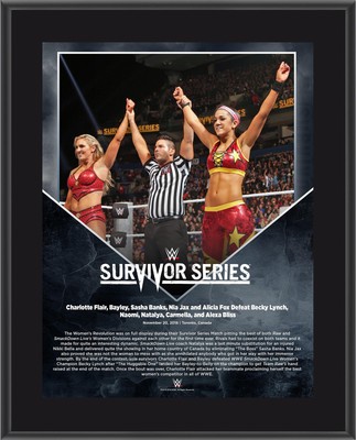 Bayley & Charlotte Flair WWE 10.5'' x 13'' 2016 Survivor Series Sublimated Plaque