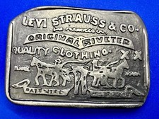 Levi Strauss Co Label Original Riveted Promo Vintage Silver Tone Belt Buckle