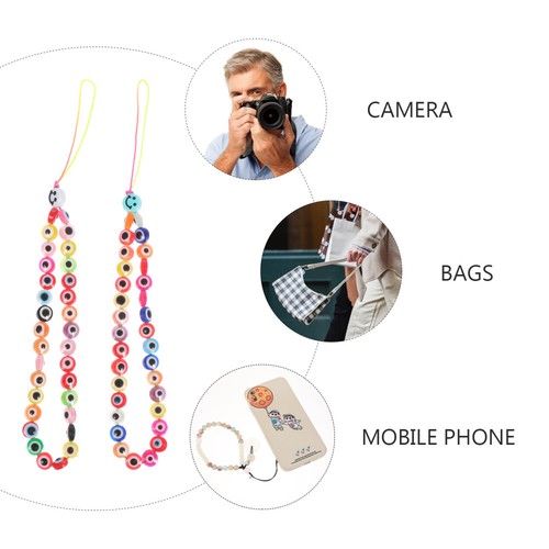 2 Pcs Pearl Eyes Mobile Chain Exquisite Beaded Pendant Anti-lost Rope - 第 7/12 張圖片