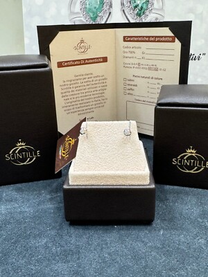 Diamond  on White Gold 18k 750 Earrings Punto Luce Made in Italy