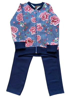 NEW 'Bee Loop' Girls Zip Up Sweater Jacket & Sweatpants Outfit Size 4