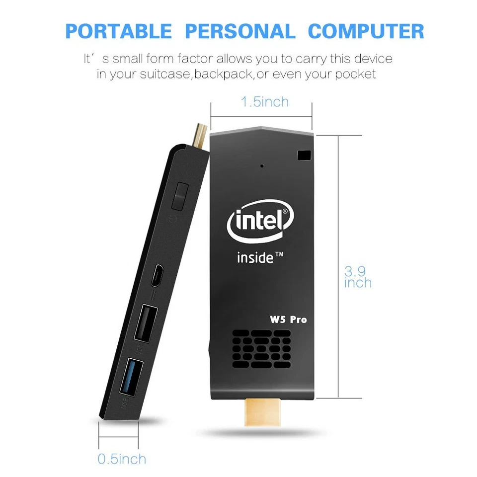 Mini PC Computer Stick Windows 10 Professional Intel Quad Core 4K HDMI Linux - Image 4 of 4