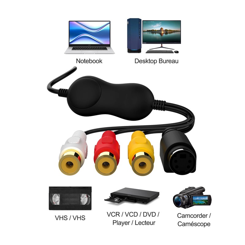 USB 2.0 PC CVBS AV S-video Video Capture Card Grabber Record for Mac Win7/8/10