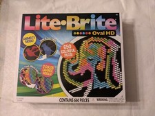 Lite Brite Oval High Definition - Light Up Toy 650 Mini Pegs, 8 HD Design
