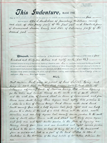 1908 Delaware Indenture Deed: Ellie S. Buckelew to Charles H. Hayes - Picture 4 of 7