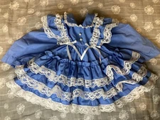 Vintage Mini World Baby Girl Blue Ruffle Lace Dress Provo UT 6–12M