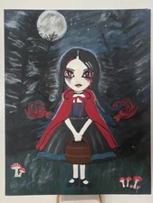 Gothic LITTLE RED RIDING HOOD Pop Surrealism Fantasy ORIGINAL PAINTING OOAK