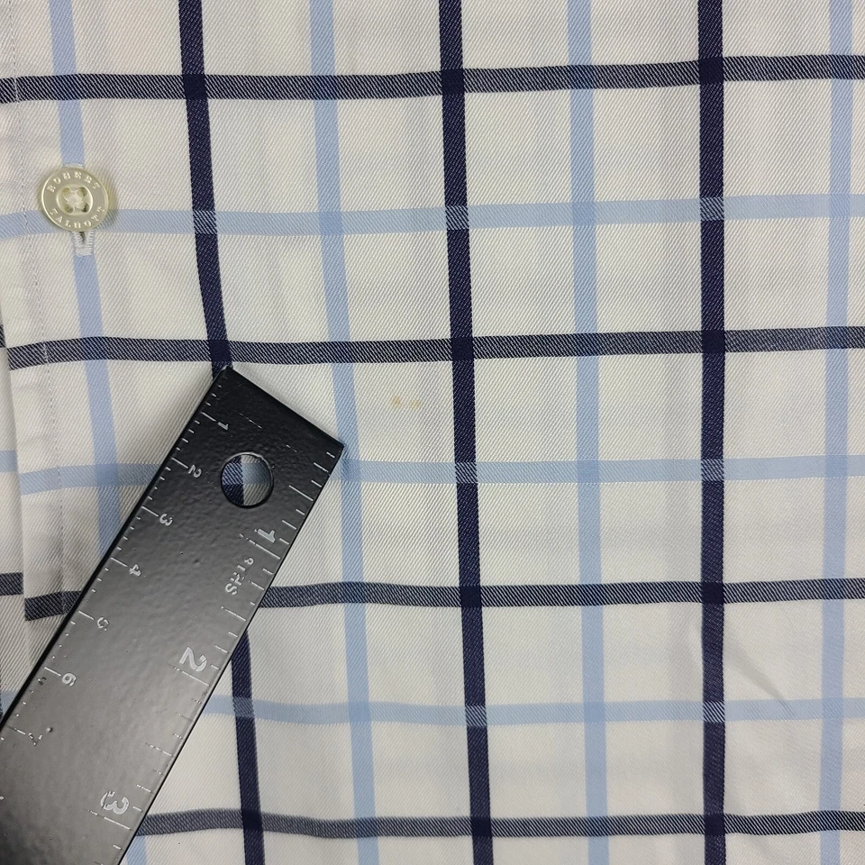 Robert Talbott Shirt Mens XL Blue White Plaid 100% Cotton Dress Button Down - Image 3 of 4