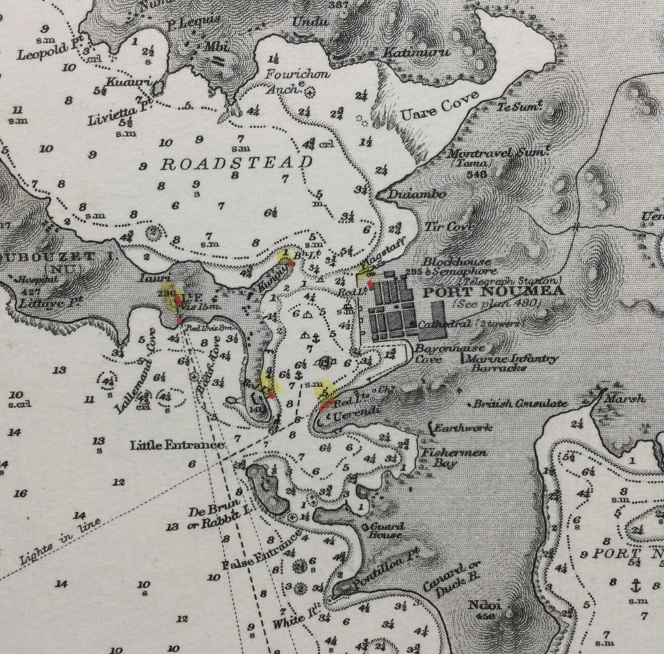 ANTIQUE ADMIRALTY  CHART. No.2069.  PORT NOUMEA, NEW CALEDONIA. 1894 Edition. - Image 3 of 4