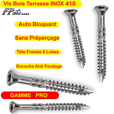Vis Terrasse INOX 410 Bois Dur Exotique GAMME PRO 5x50 5x60 5x70 5x70 Lot 400 