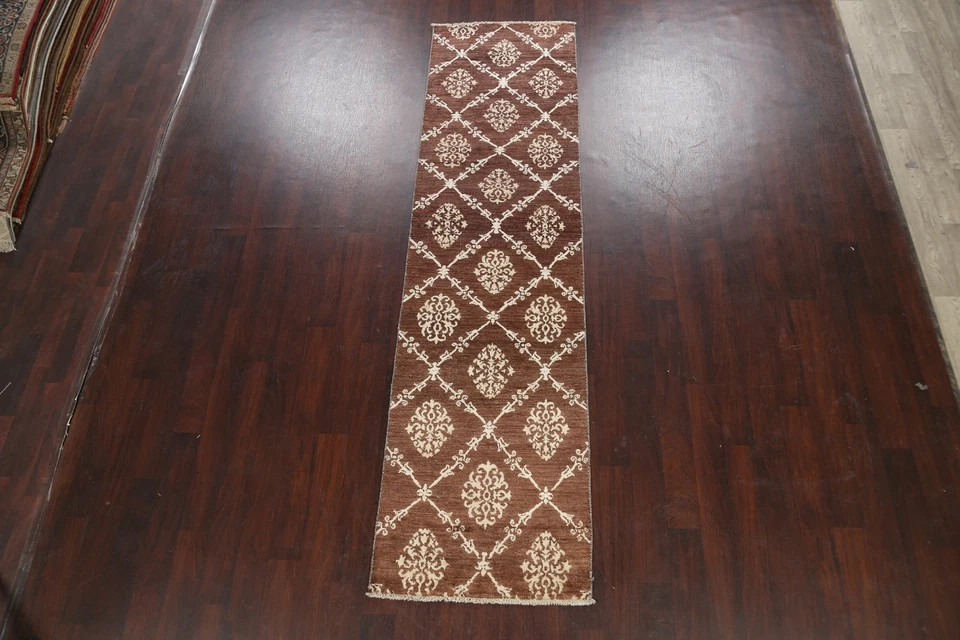 Transitional Gabbeh Kashkoli Oriental Runner Rug Hand-knotted Wool Hallway 3x10 - Image 2 of 4