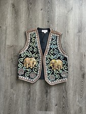 Vintage Carol Horn Workshop Elephant Vest Embeliished Beaded Womens Sz Medium