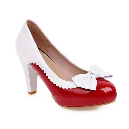 Zapatos de salón con moño Cosplay tamaño grande tacones bloque drag queen disfraz LGBTQ dama 35-48 - Imagen 54 de 67