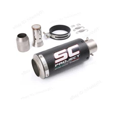 Slip-on 51mm 2" Universal Motorcycle Exhaust Muffler Pipe Tail Tips Carbon Fibre