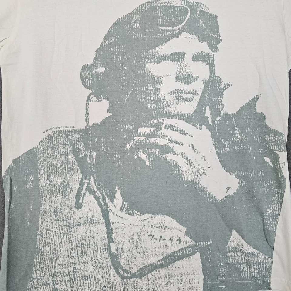 Cockpit Shirt Adult Large Beige USA Pilot Graphic Jet Airman Flight Men Cotton - Image 2 of 4