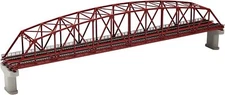 TOMYTEC ?E32212 N Scale Fine Track Curved Chord Truss Bridge With 2 Piers Red