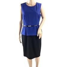 Calvin Klein Women's Peplum Button Down Back Sheath Dress Sz 10