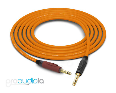 Canare Quad L-4E6S Instrument Cable | Silent 1/4'' TS to 1/4'' TS | Orange 4 Ft