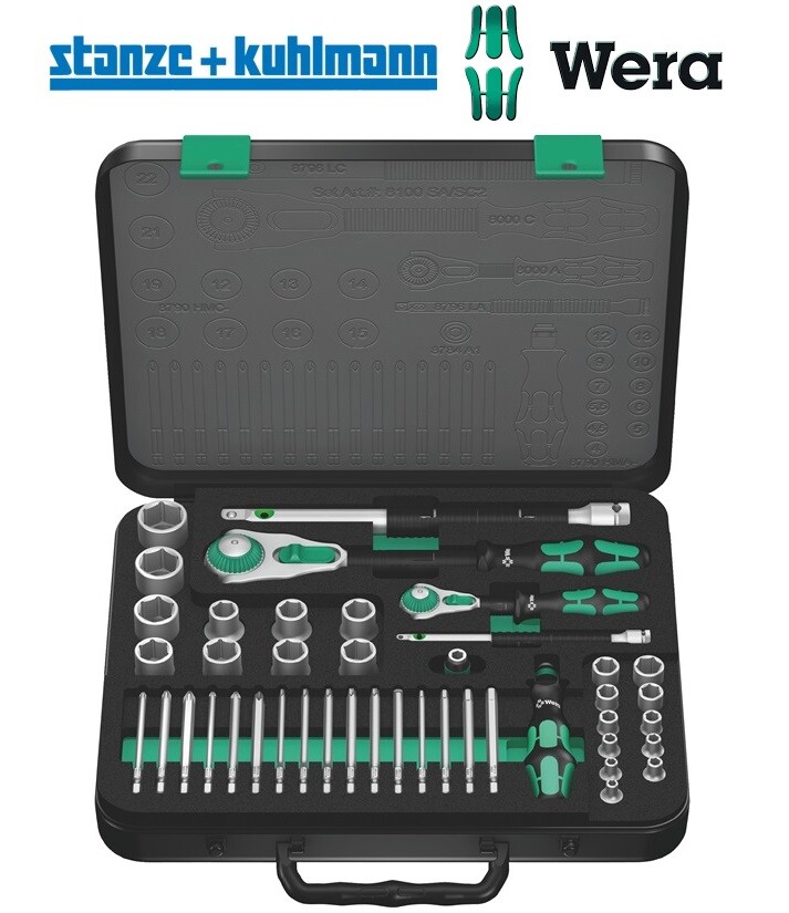 Wera 8100 SA/SC 2 1/2" & 1/4" Drive Socket Set – 1-Piece, Precision German Tools, Compact, Durable