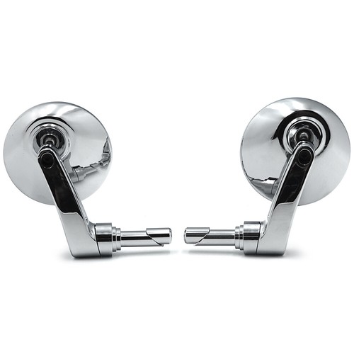 Chrome 7/8" 1" 22mm 25mm Round Bar End Mirror Diamond cut-down Café For Harley - Foto 5 di 12