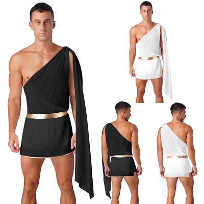 Herren Römer Gott Kostüm EIN-Schulter Toga Griechische Halloween Karneval Kostüm - Bild 1 von 4