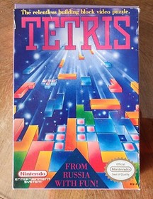 Vintage 1989 TETRIS Game w Box Nintendo NES REV-A Russian Building Block Puzzle
