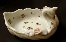Ucagco china 40's Japan Hand Painted ROSE Porcelain Swan Trinket Soap Candy Dish