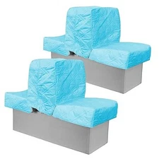 Back to Back Boat Seat Covers， Replacement Boat Lounge Seat Covers, 2 Sets Blue
