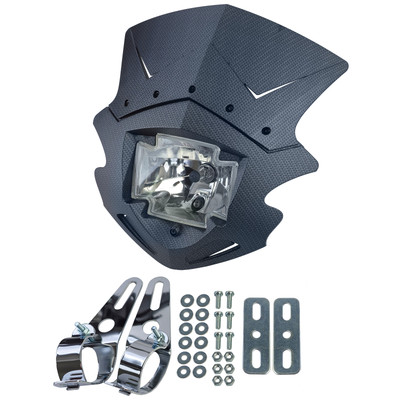 Motorrad Universal Lampenmaske Gothic inkl. Scheinwerfer in Carbon-Optik