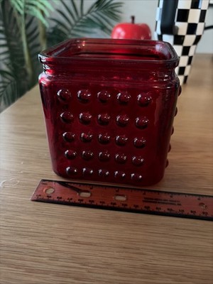 Vintage Square Cranberry  Hobnail Pattern 4.5''x4.5''