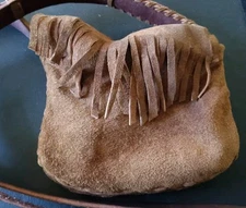 Mountain Man Fringed Leather Black Powder Possibles Bag With Knife