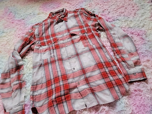 Camicia Burberry Brit uomo media rossa a quadri flanella abbottonata abito casual