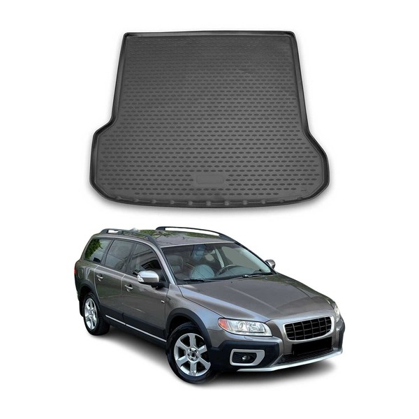 Kofferraummatte Kofferraumwanne FüR Volvo XC70 2007-2021 Gummi TPE Schwarz-image