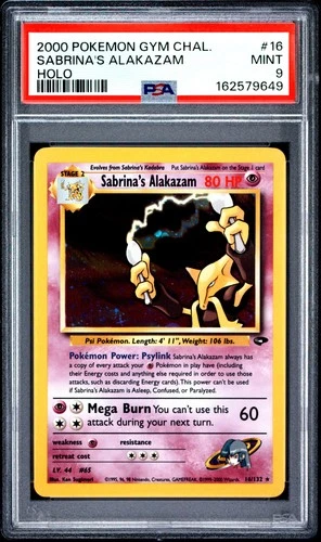 2000 POKEMON GYM CHALLENGE HOLO #16 SABRINA'S ALAKAZAM PSA 9