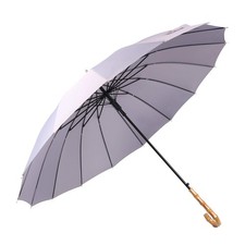 Bamboo Stick Umbrella Auto Open Solid Color Fashionable and Simple 190T 16 Ri...