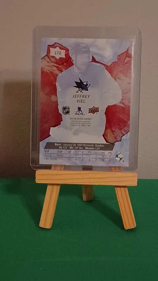 2021-22 Upper Deck Ice Red Premieres #172 Jeffrey Viel RC 282/399 Sharks  - Image 4 of 4