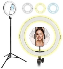 11 LED 12W Selfie Ring Light with Wired Control, 3 Color Modes, 10 Brightne...
