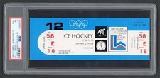 1980 Olympic Hockey Full Ticket PSA 7 USA vs Sweden Only 8 Higher Miracle Gold